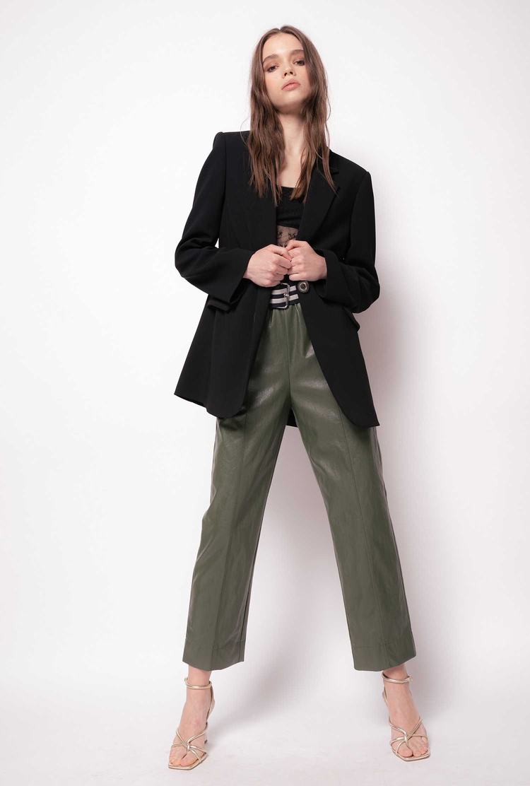 Women's Pinko Single-breasted Stretch Crêpe Blazers Black | Canada-09128769