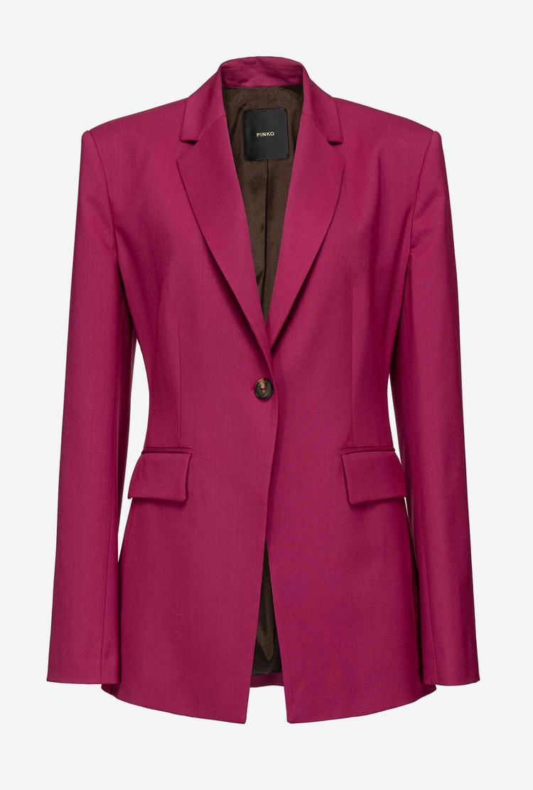 Women's Pinko Single-breasted Technical Wool Blazers Fuchsia | Canada-16379089