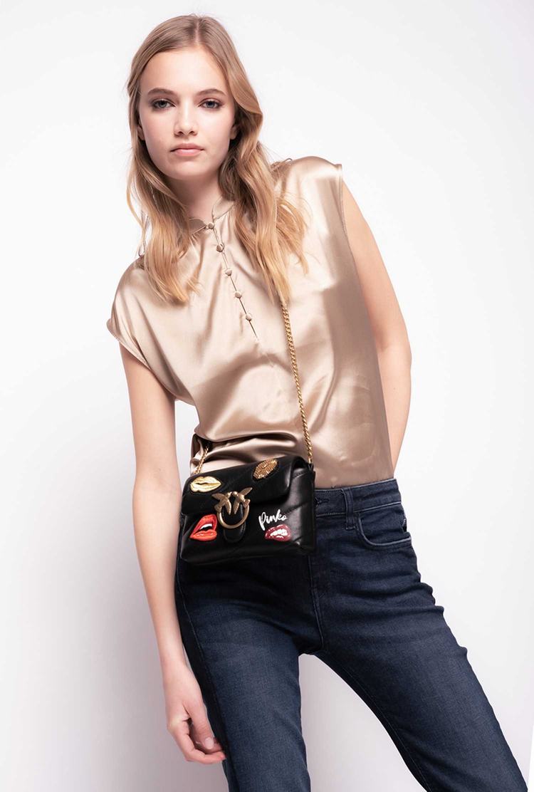 Women's Pinko Sleeveless Satin Shirts Beige | Canada-91384209