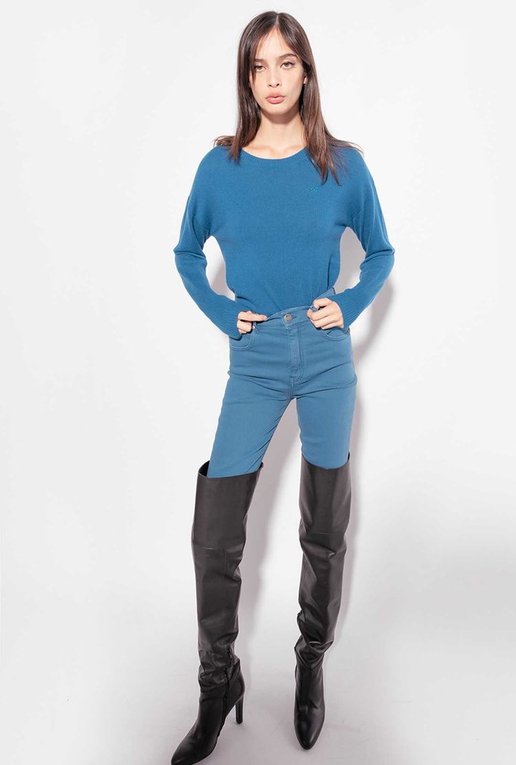 Women's Pinko Slim-fit Cotton Bull Jeans Blue | Canada-41395789