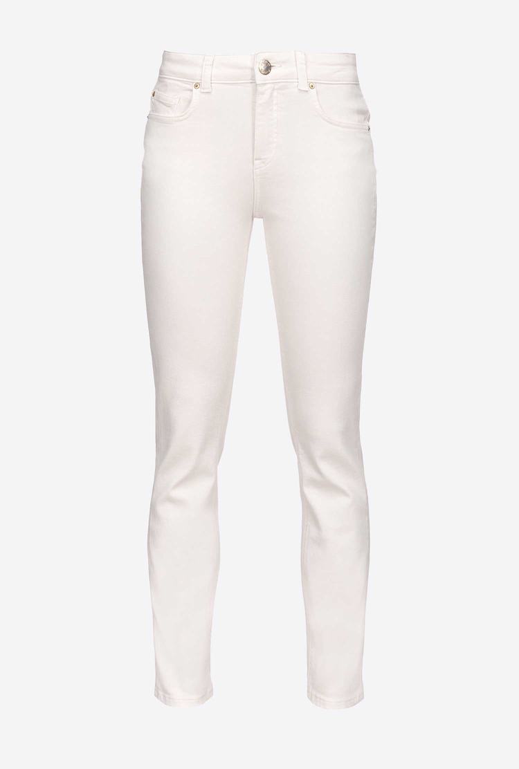 Women's Pinko Slim-fit Cotton Bull Jeans White | Canada-90152479