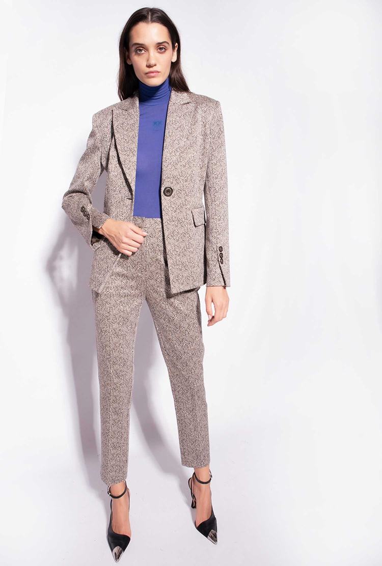 Women's Pinko Slim-fit Herringbone Pants Multicolor Beige/Brown | Canada-83021649