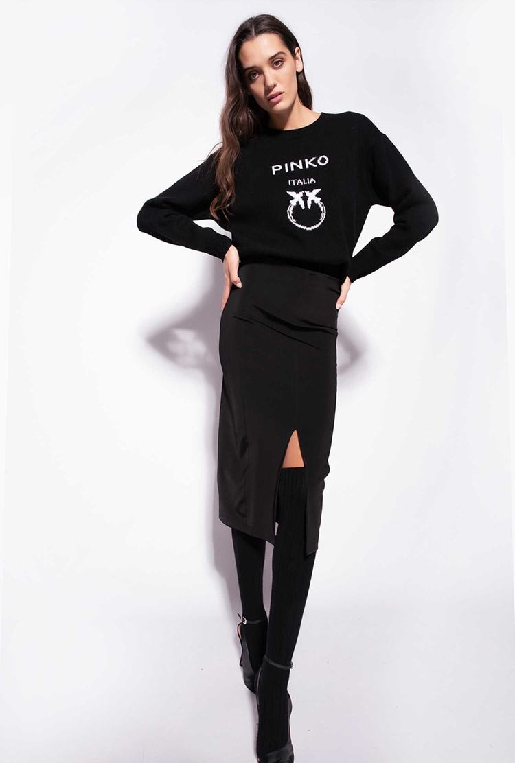 Women's Pinko Slit Skirts Black | Canada-08731599