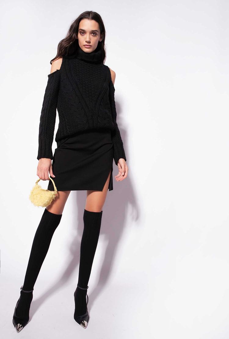 Women's Pinko Slit Skirts Black | Canada-46398579