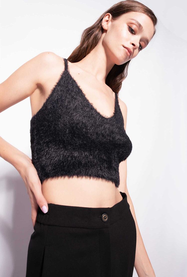 Women's Pinko Soft Knit Bandeau Black | Canada-57893149