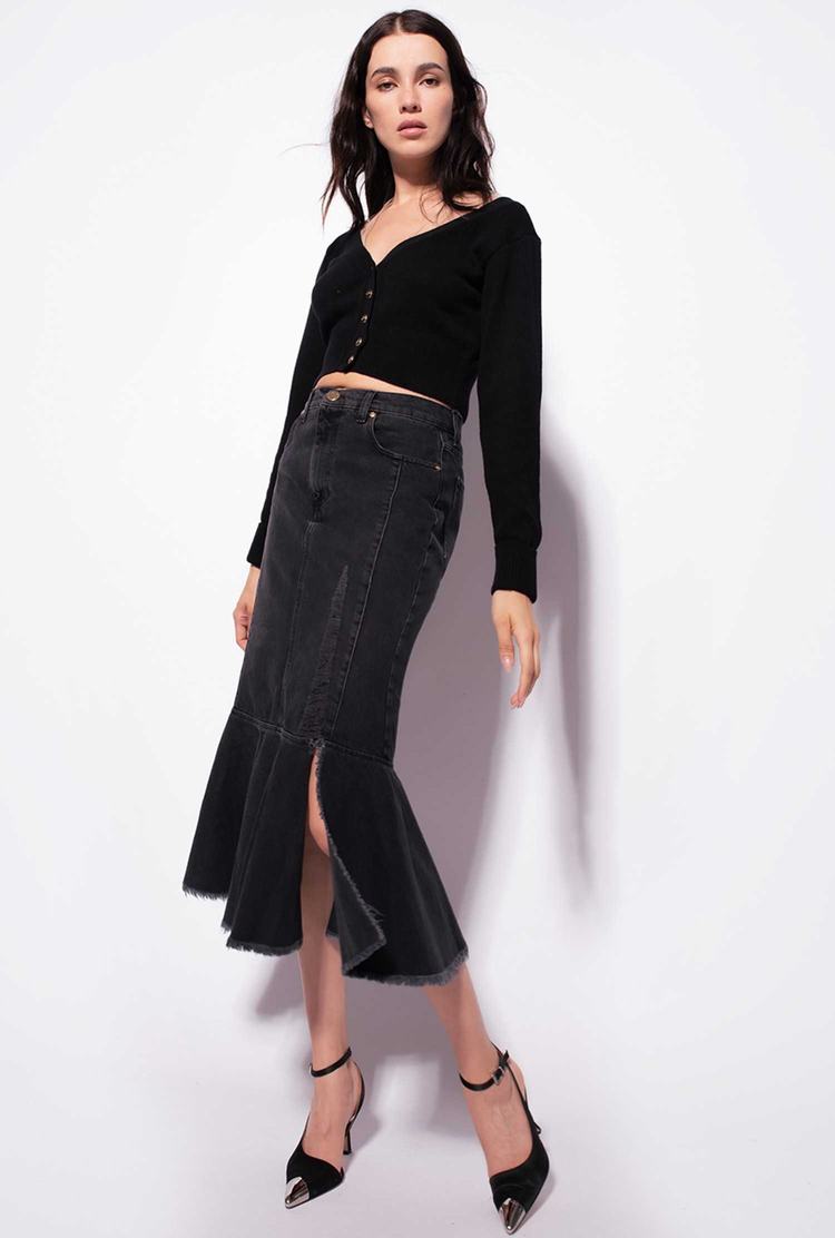 Women's Pinko Soft Wool And Tulle Cardigan Black | Canada-57031289