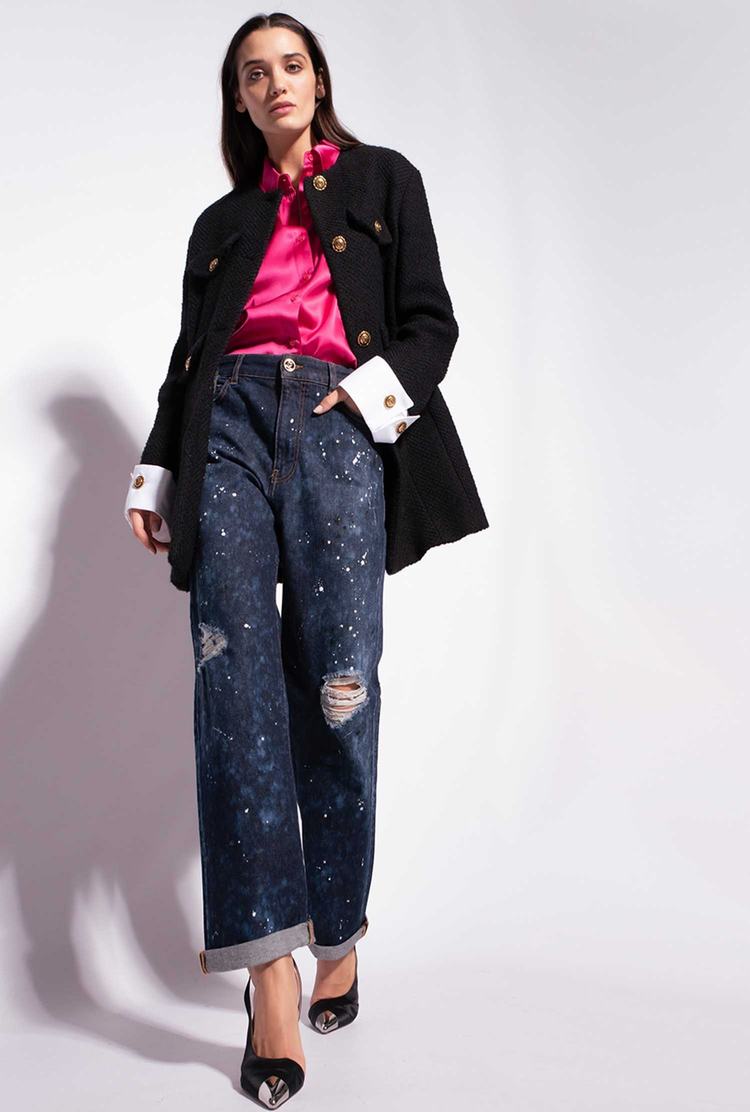 Women's Pinko Spotted Boyfriend Jeans Blue | Canada-68430979
