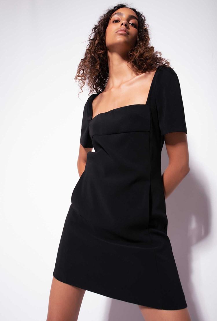 Women's Pinko Square Neckline Dress Black | Canada-30914659