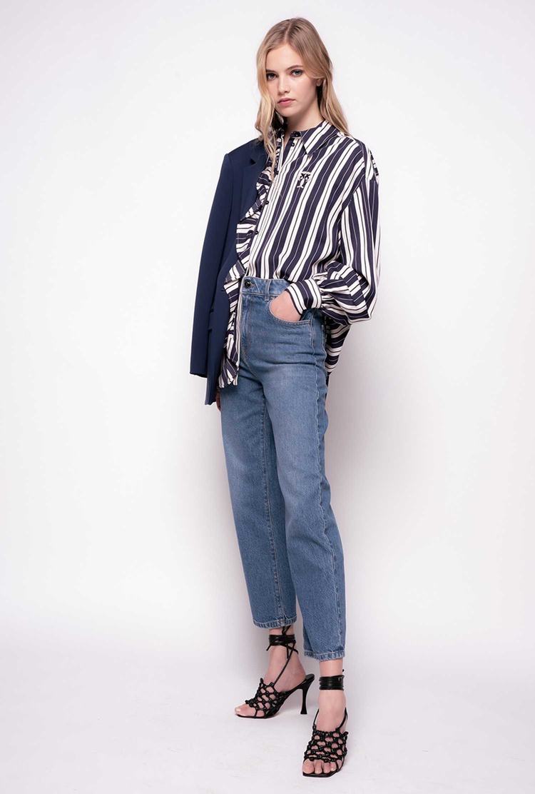 Women's Pinko Straight-cut Recycled Denim Jeans Blue | Canada-31274509