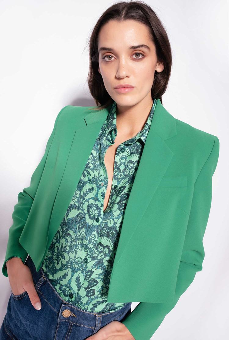 Women's Pinko Stretch Crepe Spencer Jackets Green | Canada-18546979