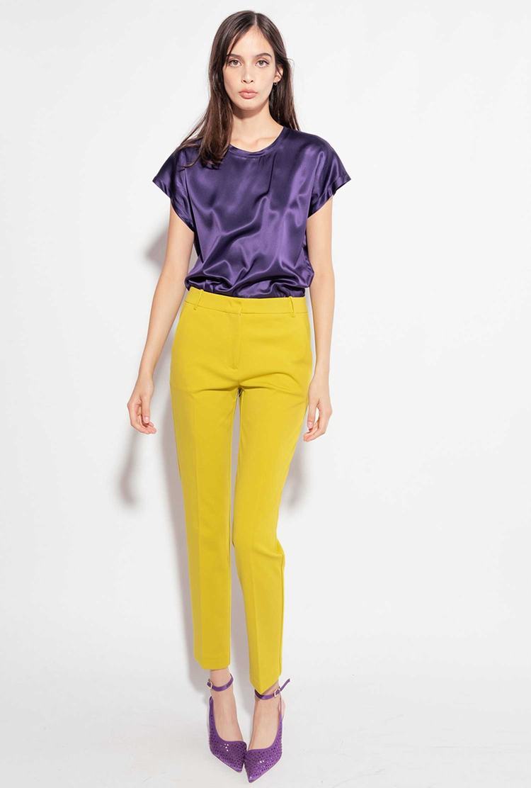 Women's Pinko Stretch Satin Shirts Purple | Canada-92754169