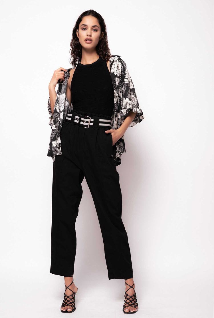 Women's Pinko Striped Pants Black/White | Canada-59682179