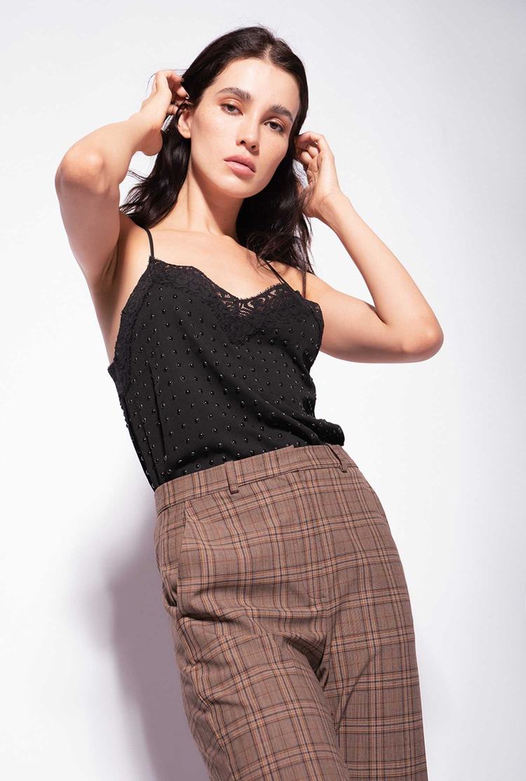 Women's Pinko Studded Tanks Black | Canada-18967049