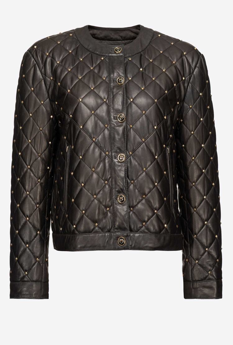 Women's Pinko Studs Quilted Jackets Black | Canada-58429079
