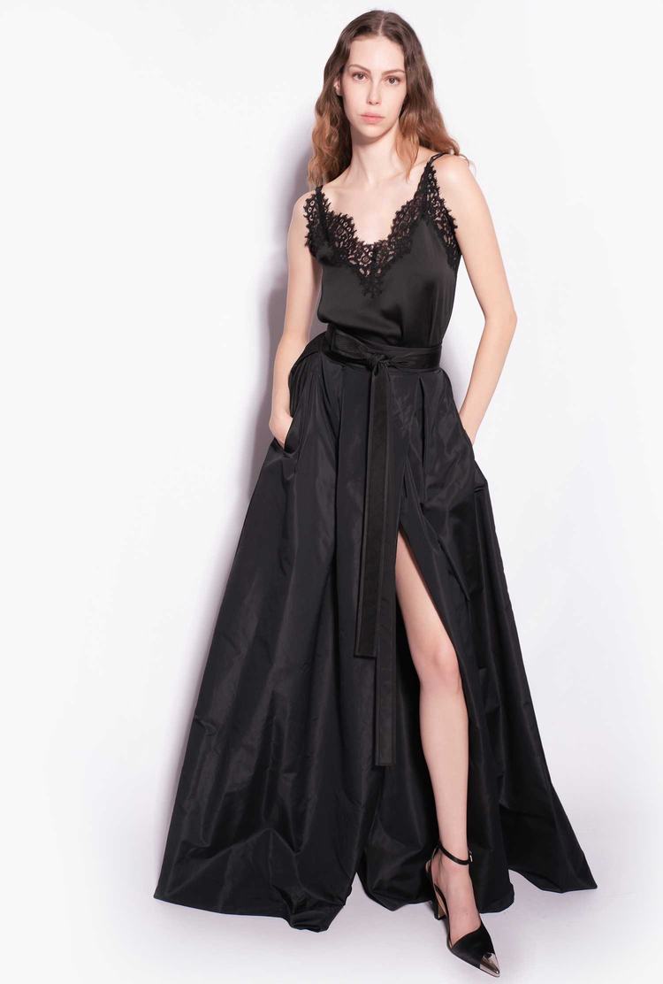 Women's Pinko Taffeta Maxi Skirts Black | Canada-98437129