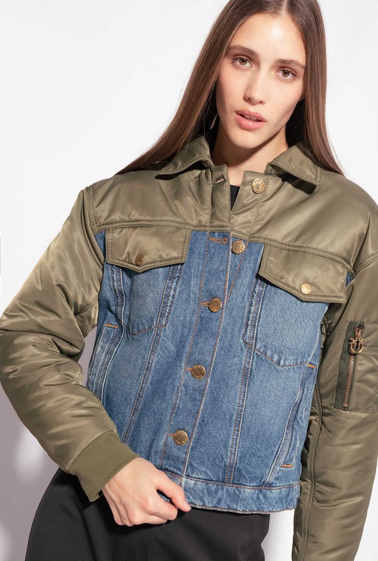 Women's Pinko Technical Canvas Jackets Blue/Green | Canada-62958139