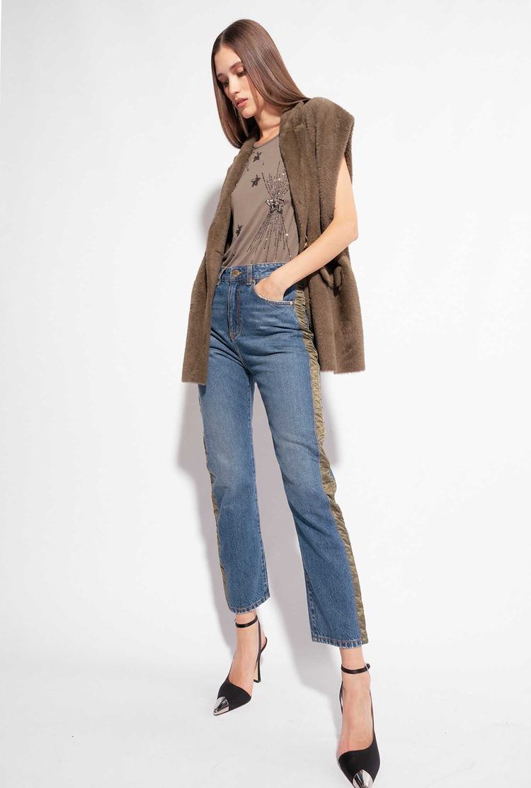 Women's Pinko Technical Canvas Jeans Blue/Green | Canada-65893479