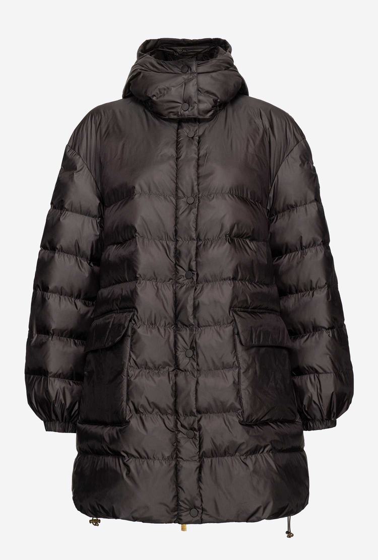 Women's Pinko Technical Semi-glossy Down Jackets Deep Brown | Canada-52807139