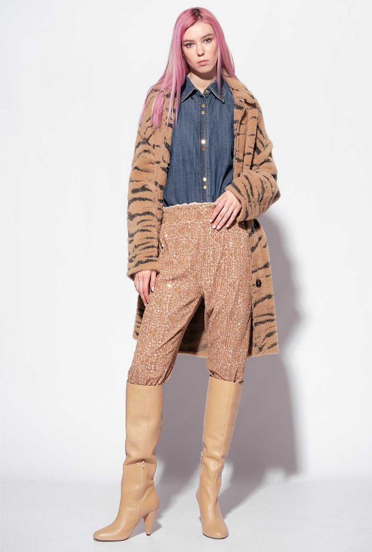 Women's Pinko Tiger Print Coats Brown/Black | Canada-96413879