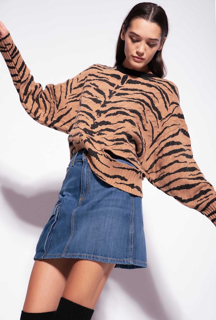Women's Pinko Tiger Print Pullover Brown/Black | Canada-75320849
