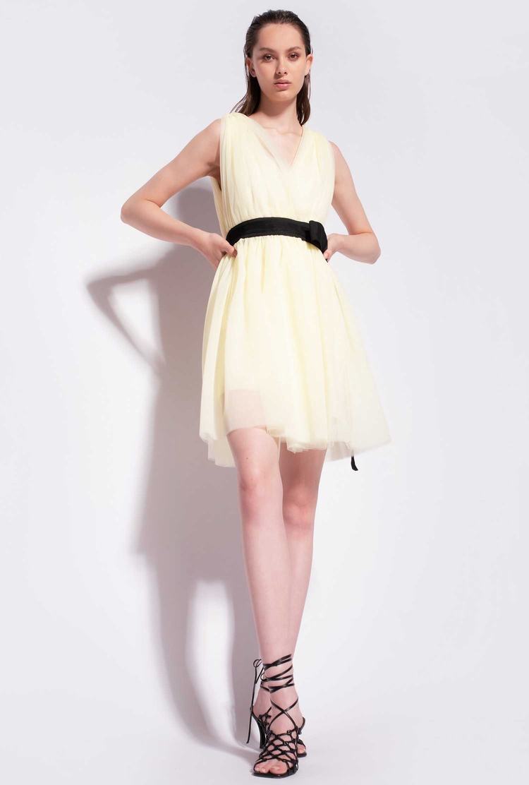 Women's Pinko Tulle And Cady Mini Dress Light Green | Canada-27153499