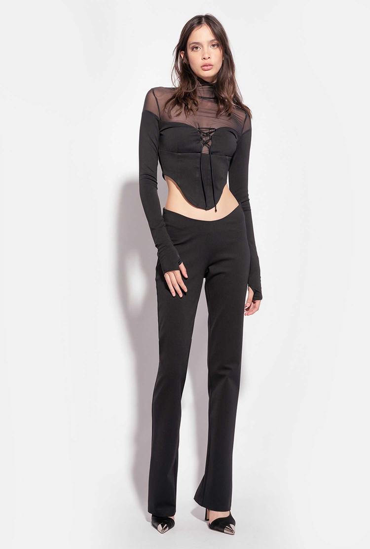 Women's Pinko Tulle Tanks Black | Canada-12594769