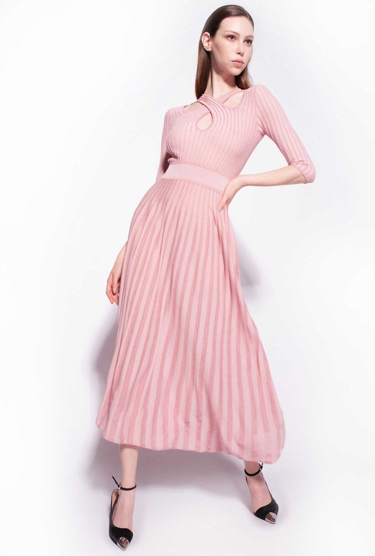 Women's Pinko Two-tone Knit Midi Dress Pink | Canada-53890429