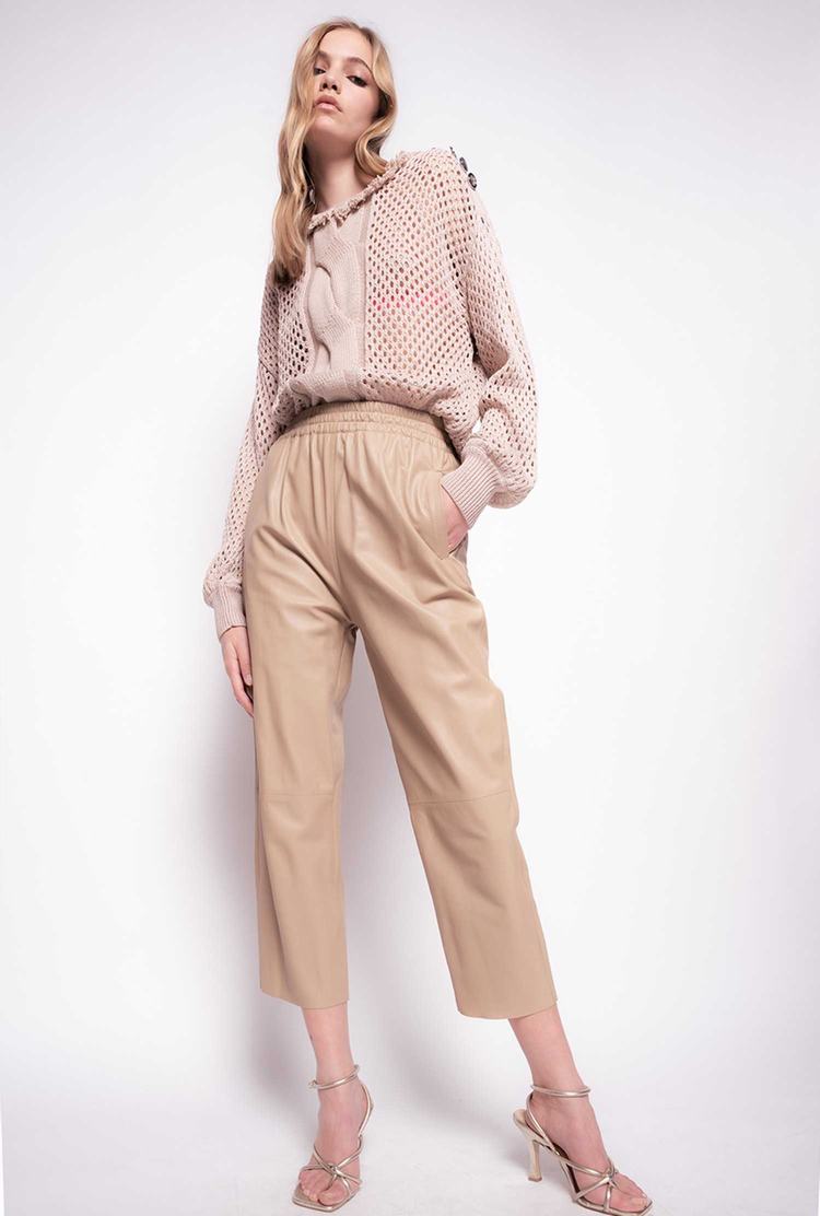 Women's Pinko Ultralight Leather Pants Beige | Canada-42096159