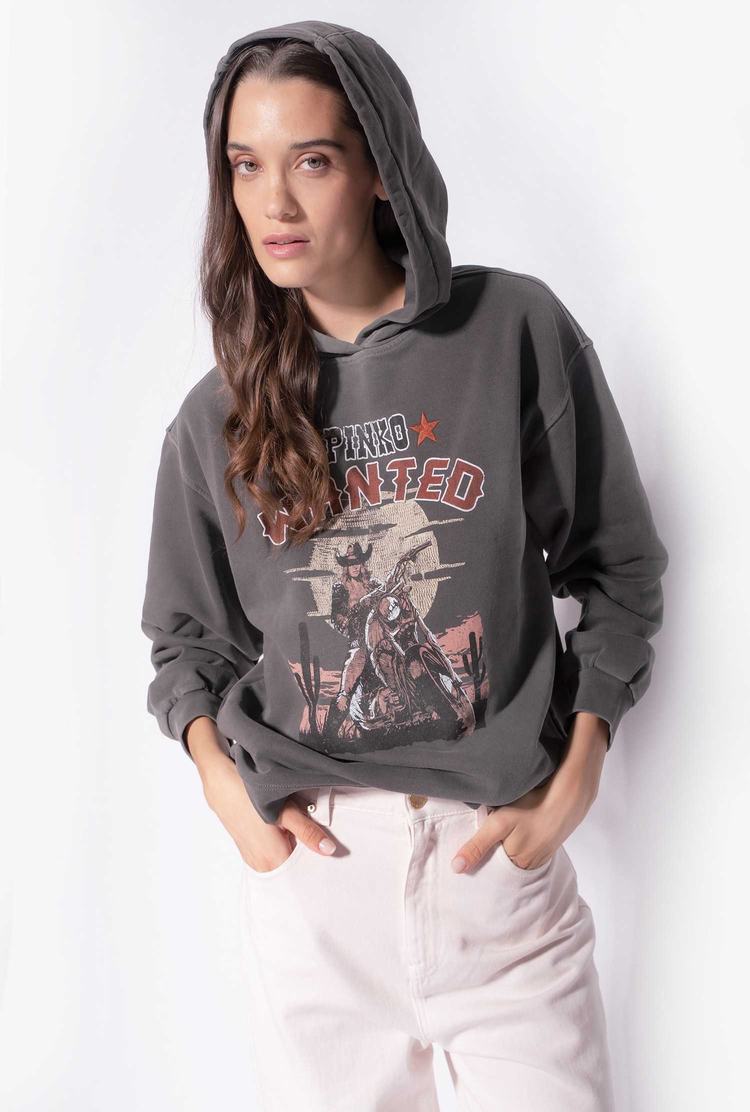Women's Pinko Wanted Print Sweatshirt Grey | Canada-56297309