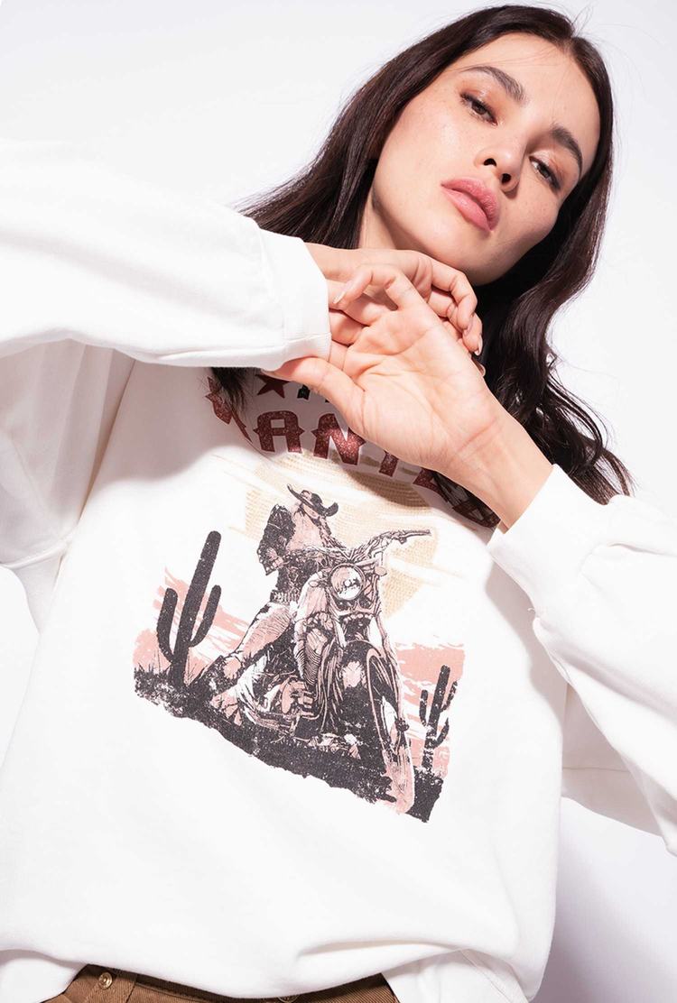 Women's Pinko Wanted Print Sweatshirt White | Canada-81923509