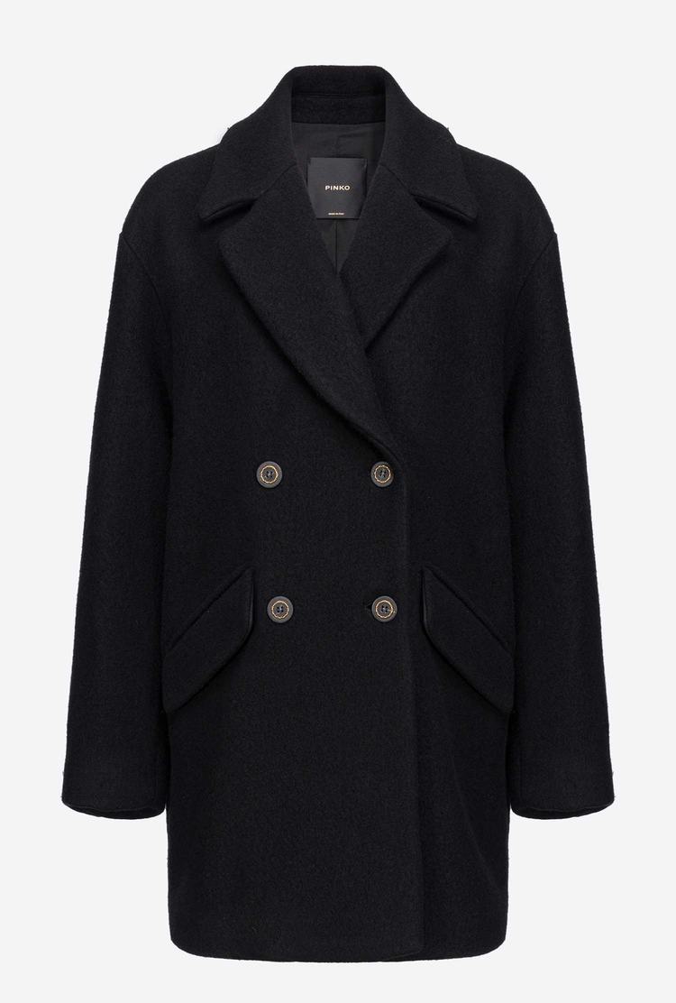 Women's Pinko Washed Cloth Coats Black | Canada-43957089