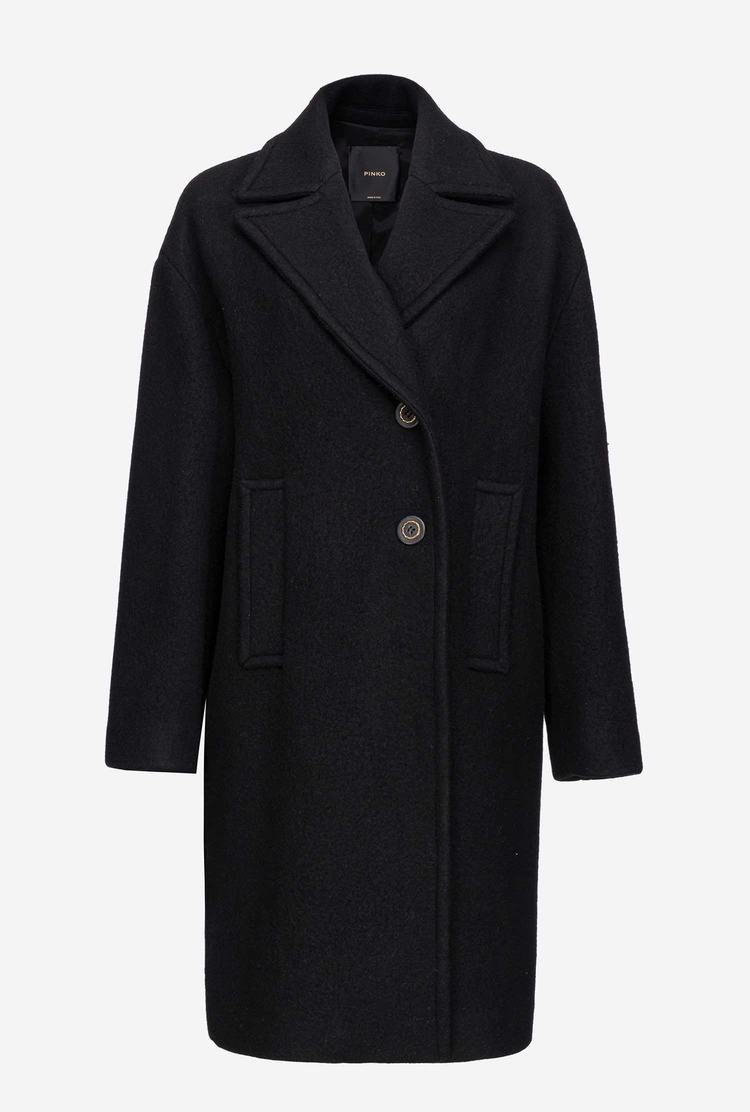 Women's Pinko Washed Cloth Coats Black | Canada-85934609