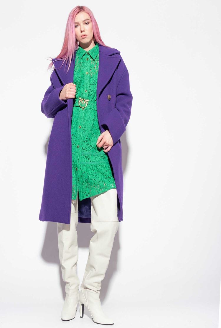Women's Pinko Washed Cloth Coats Purple | Canada-07139689