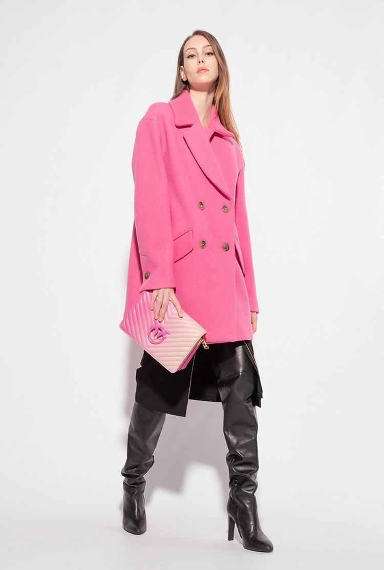 Women's Pinko Washed Cloth Coats Red | Canada-79215489