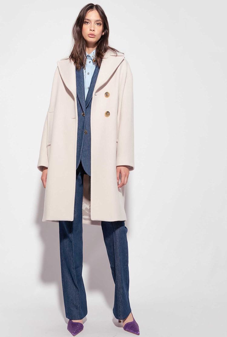 Women's Pinko Washed Cloth Coats Silver Grey | Canada-76859429
