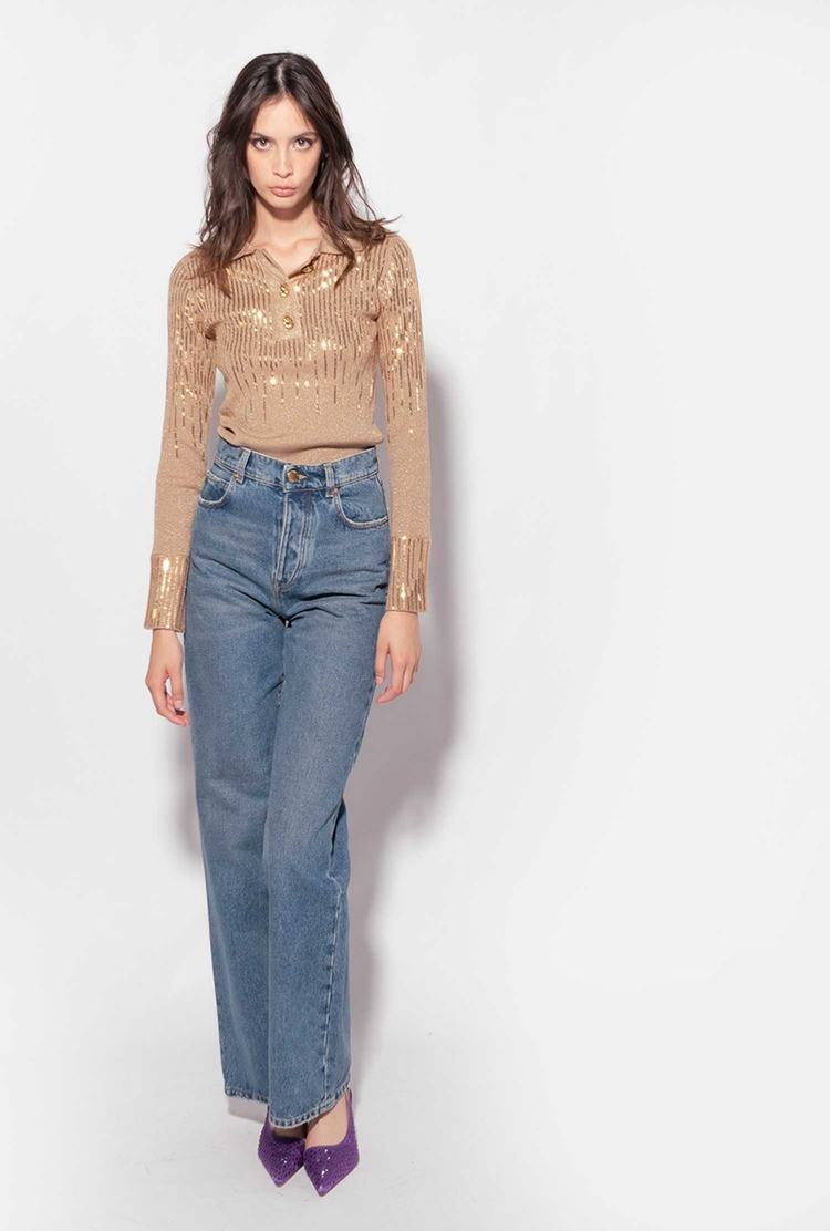 Women's Pinko Wide-leg In Authentic '90s Denim Jeans Blue | Canada-09734829