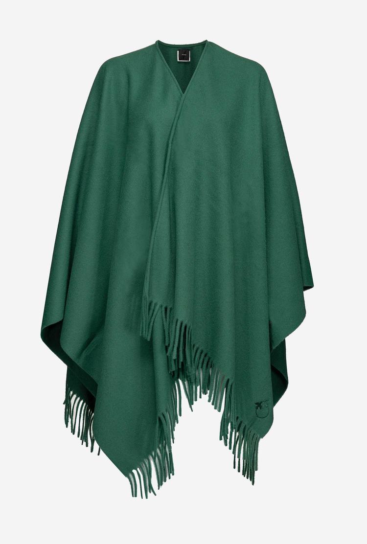 Women's Pinko Wool Poncho Scarves Green Deep Green | Canada-12098639
