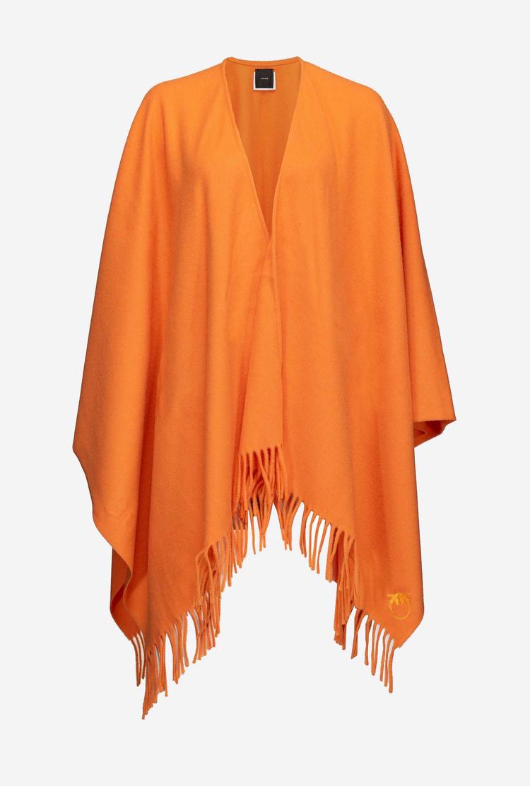 Women's Pinko Wool Poncho Scarves Orange | Canada-30951829