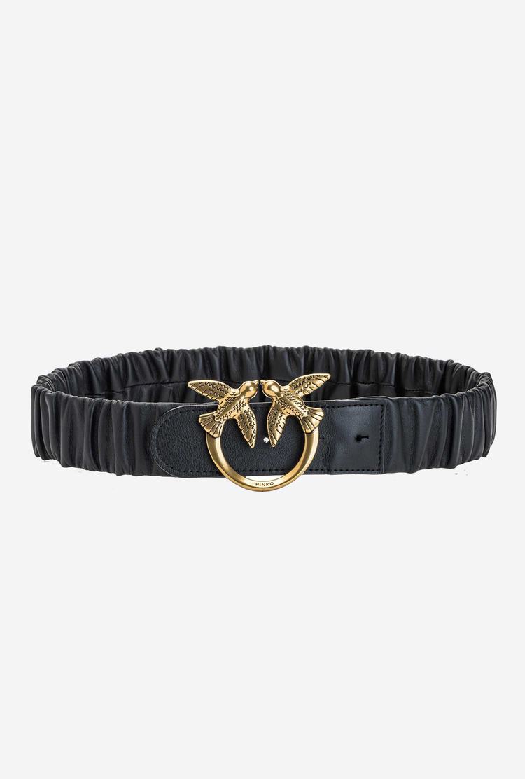 Women's Pinko Woven Love Birds Belts Black Gold | Canada-54198079