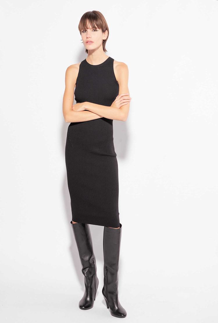 Women's Pinko Wrap-effect Back Dress Black | Canada-53726419