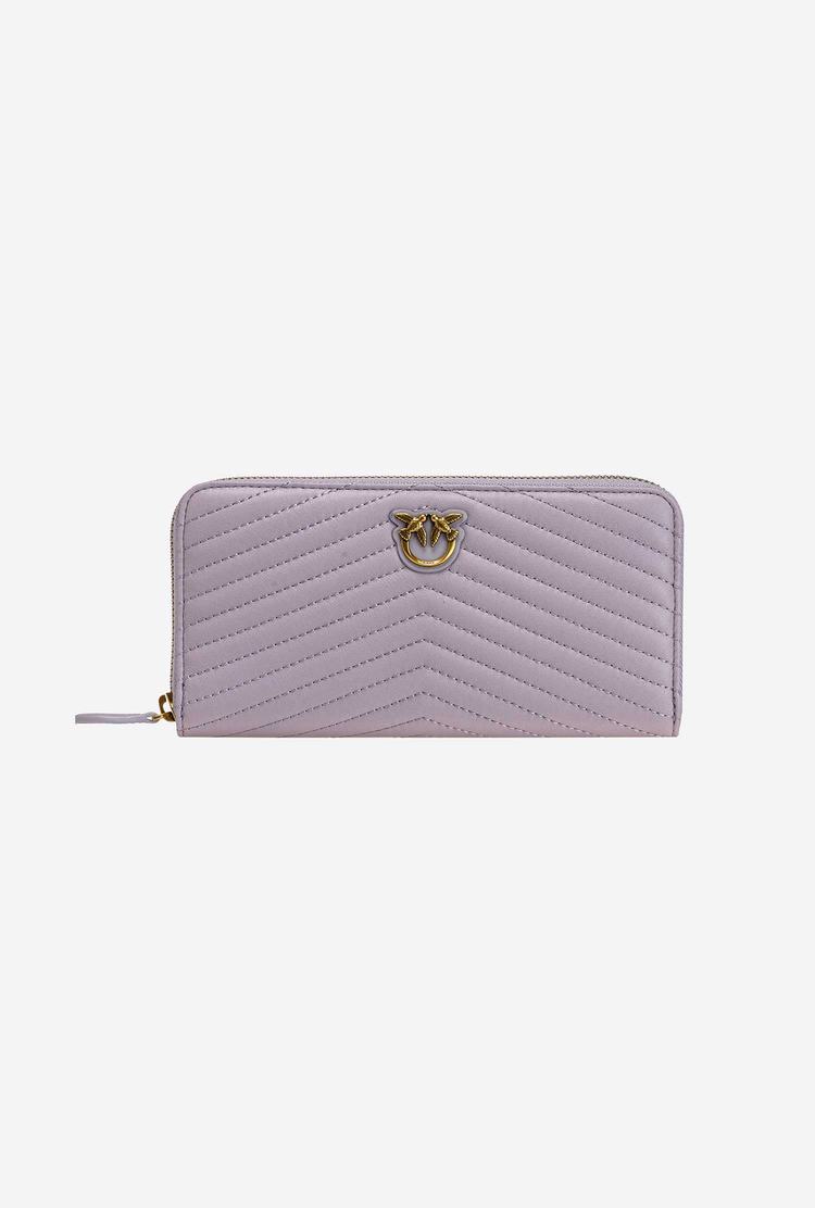 Women's Pinko Zip-around In Chevron-patterned Nappa Leather Purses Grey Gold | Canada-40318729