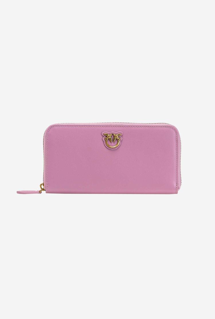 Women's Pinko Zip-around Leather Purses Pink Gold | Canada-01824679