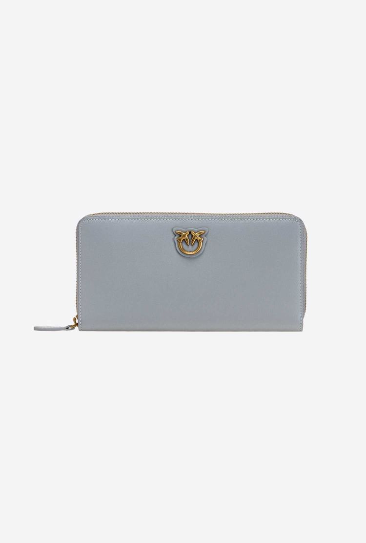 Women's Pinko Zip-around Leather Purses Grey Gold | Canada-21307459