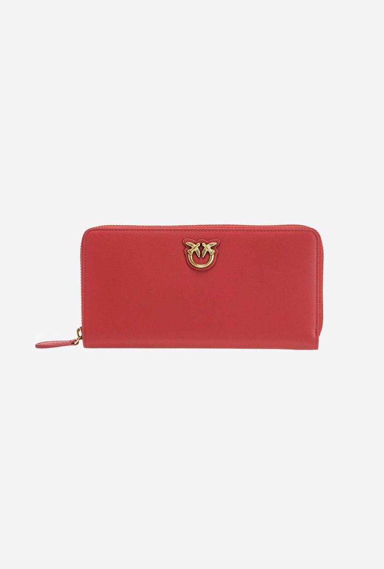 Women's Pinko Zip-around Leather Purses Red Gold | Canada-64583719