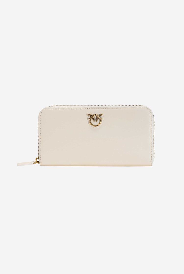 Women's Pinko Zip-around Leather Wallets White Gold | Canada-59683709