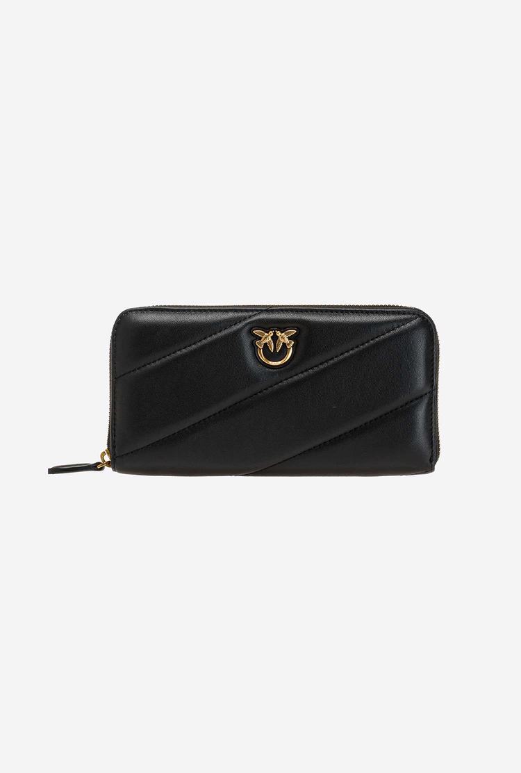 Women's Pinko Zip-around Quilted Wallets Black Gold | Canada-06274959