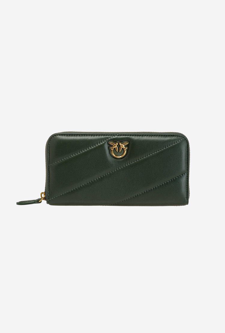 Women's Pinko Zip-around Quilted Wallets Green Gold | Canada-23567409