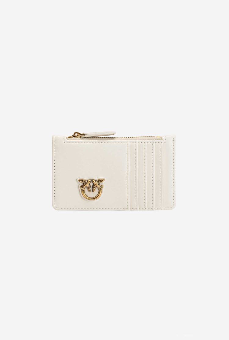 Women's Pinko Zipped Card Holder Purses White Gold | Canada-38260979