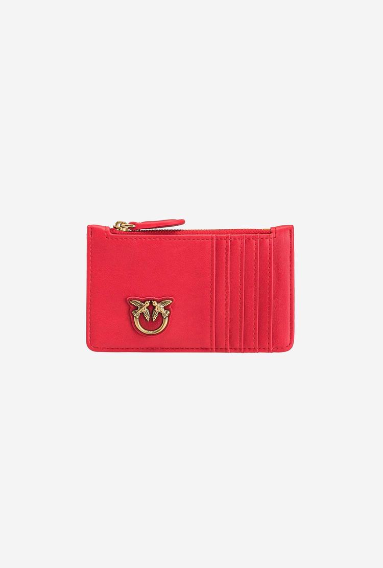 Women's Pinko Zipped Card Holder Purses Red Gold | Canada-63725809