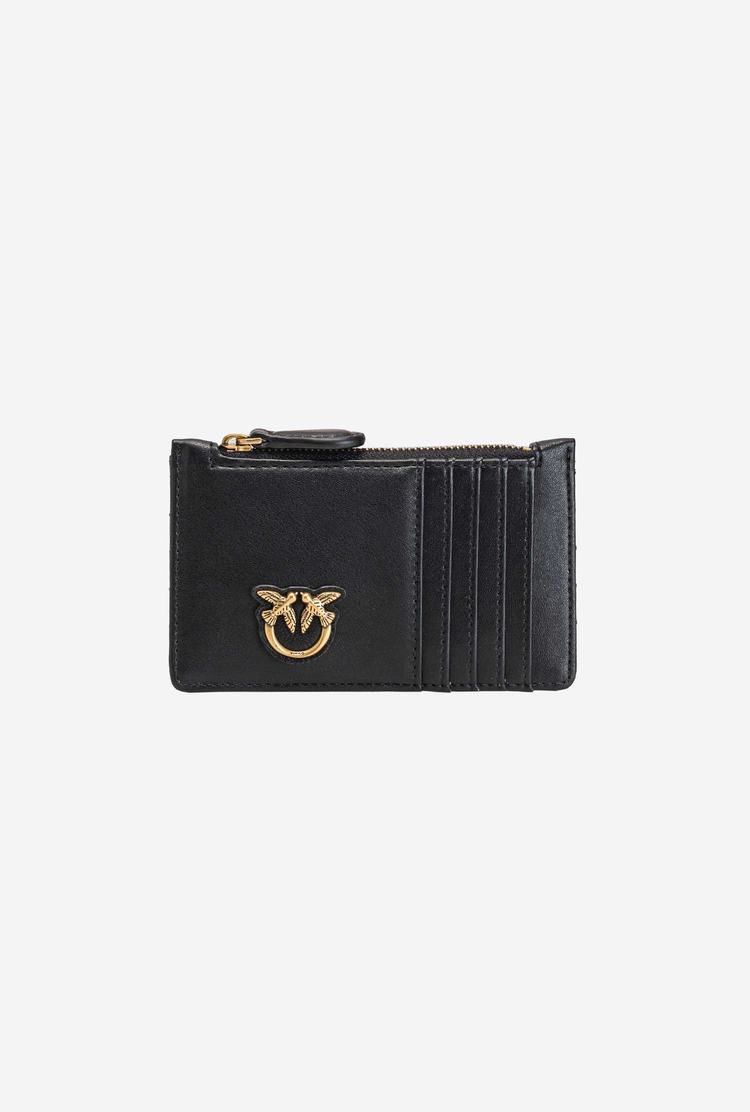 Women's Pinko Zipped Card Holder Purses Black Gold | Canada-71480629